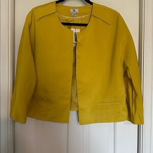 Worthington Yellow Cropped Open-Front Jacket